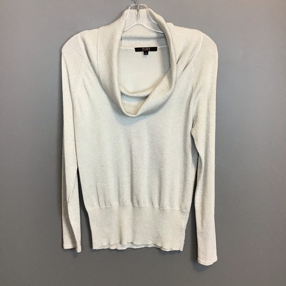 Alex Marie, Sz L, silvery cowl neck sweater